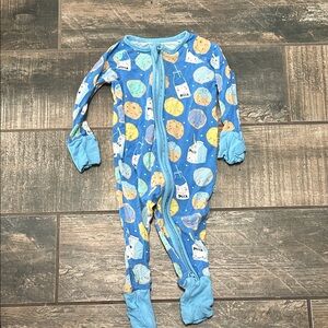 Little Sleepies Blue Cookie & Milk Print Footed One-Piece